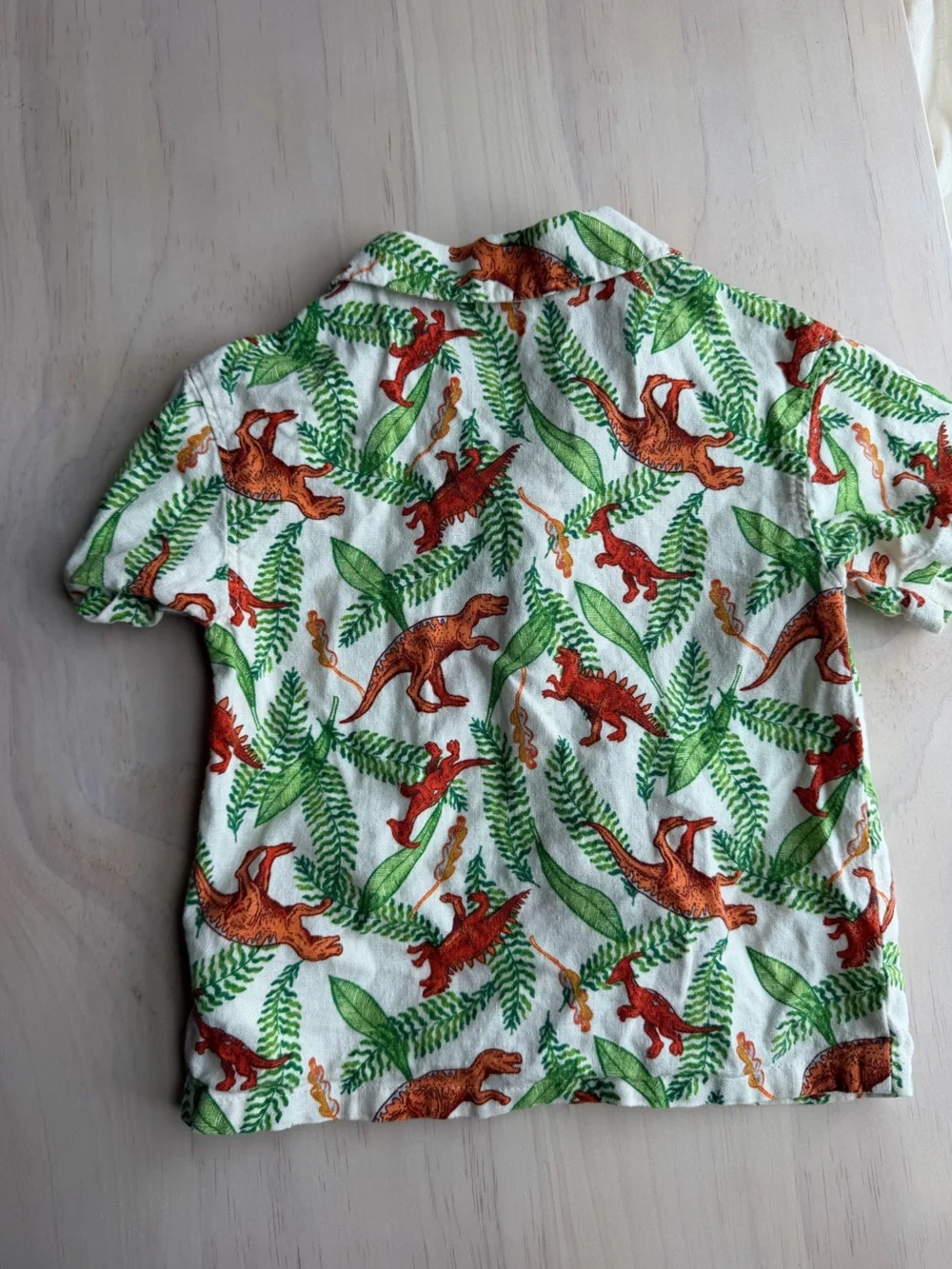 Old Navy White Shirt with Orange & Green Dino Print